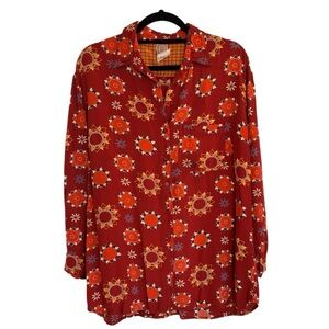 Oilily red abstract pattern long sleeve button up blouse
